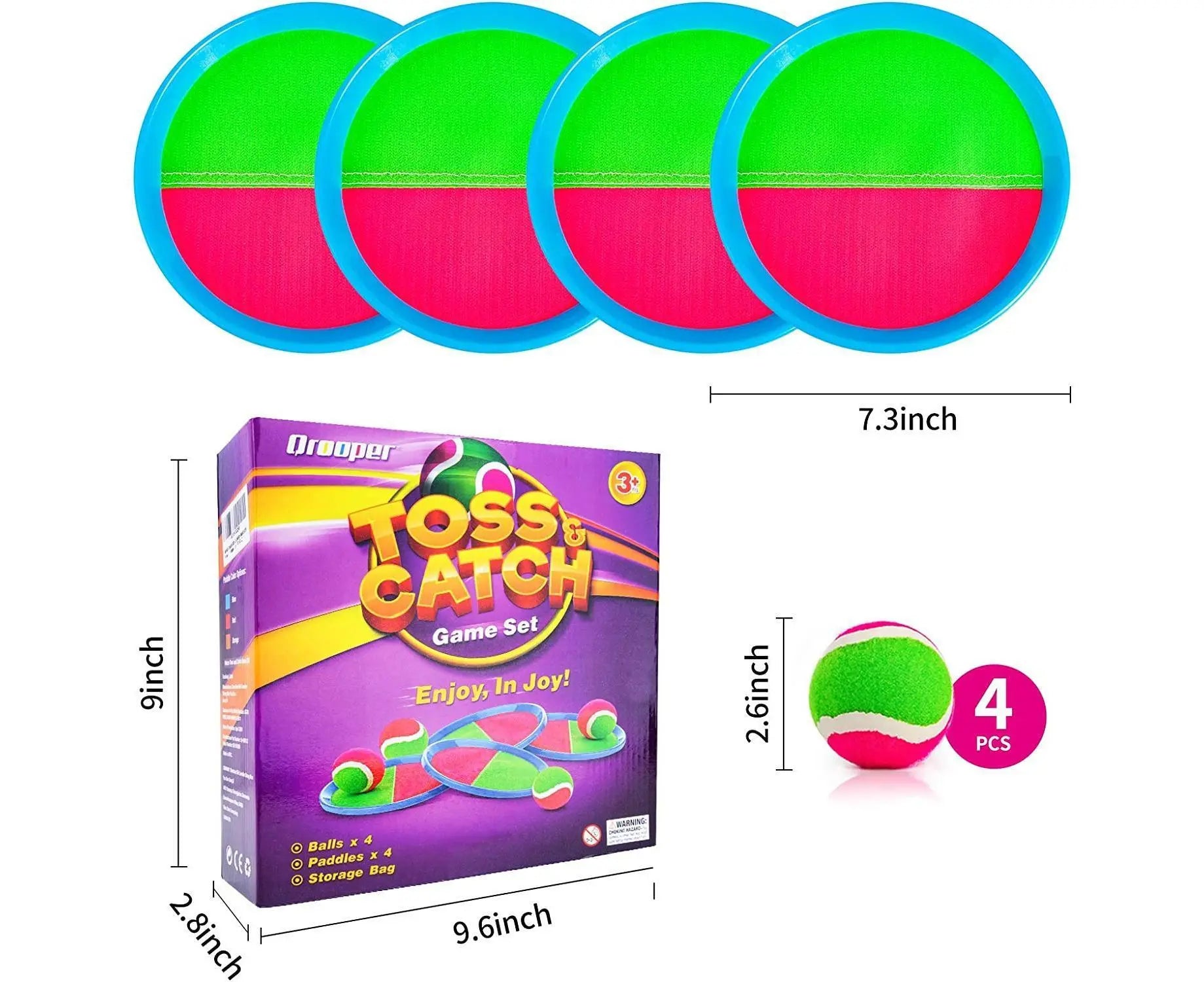 Toys Toss and Catch Game Set, Ball Sports Games with Paddles Balls and Storage Bag, Cotton ball toys Wholesale Hub