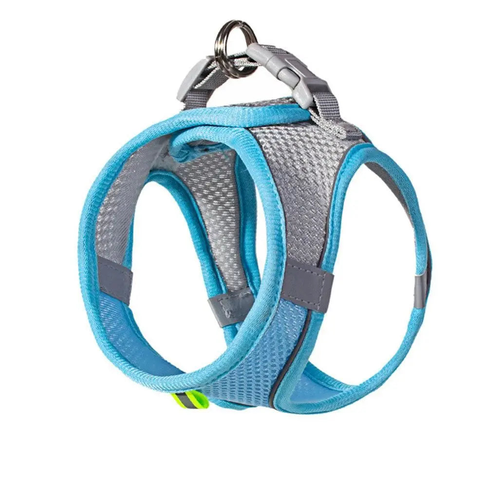 Pet Cat Harness and Leash Set Breathable Vest with Reflective Strip for Kitten Walking Traveling Blue Wholesale Hub