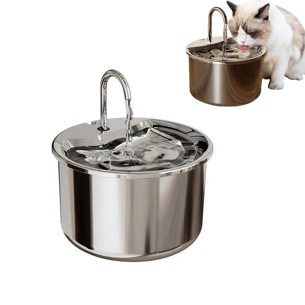 FT444 1.8L Electric Pet Water Dispenser Automatic Stainless Steel Cat Dog Fountain Wholesale Hub