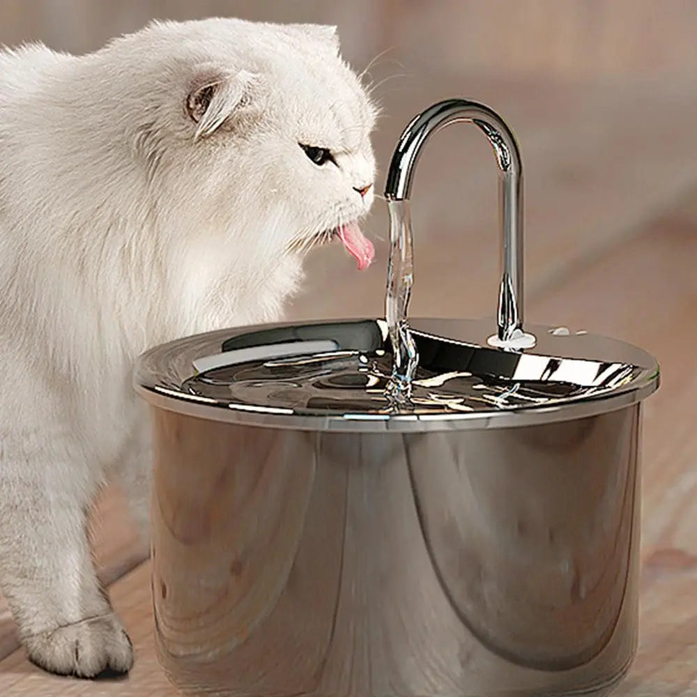 FT444 1.8L Electric Pet Water Dispenser Automatic Stainless Steel Cat Dog Fountain Wholesale Hub