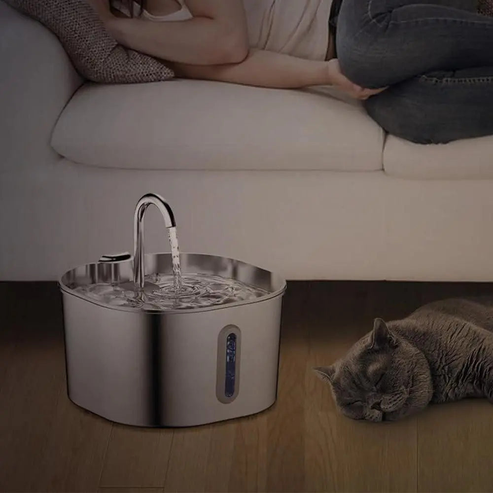 USB 2.2L Stainless Steel Pet Water Fountain for Cats and Small Dogs Wholesale Hub