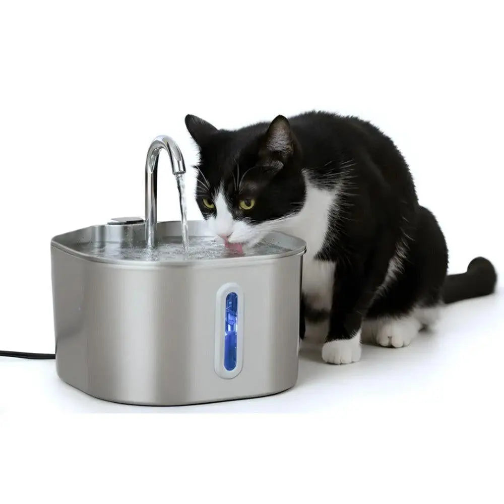 USB 2.2L Stainless Steel Pet Water Fountain for Cats and Small Dogs Wholesale Hub