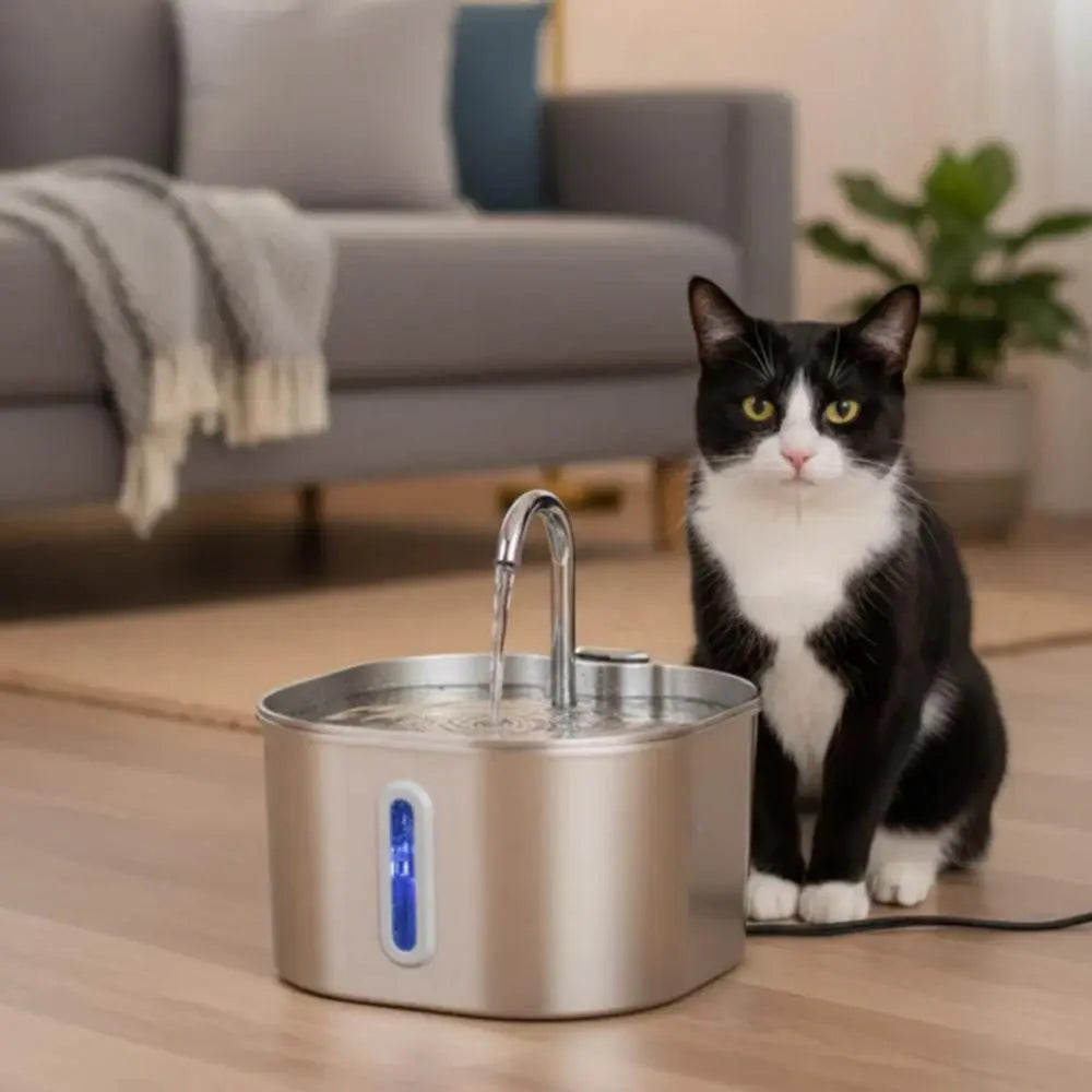 USB 2.2L Stainless Steel Pet Water Fountain for Cats and Small Dogs Wholesale Hub