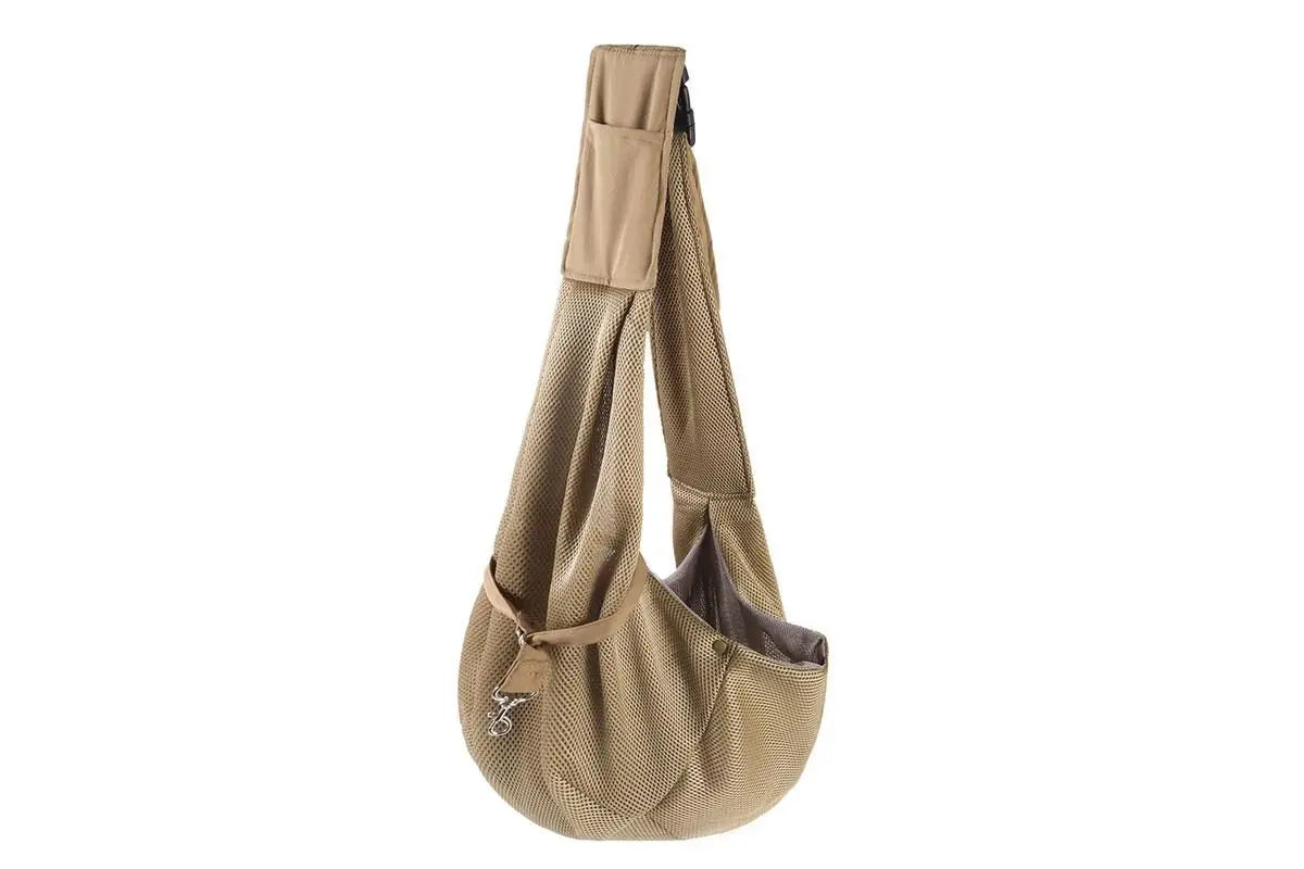 Breathable Dog Carrier Sling With Storage Pocket Pet Carrier Shoulder Pouch For Outdoor Travel -Khaki Wholesale Hub