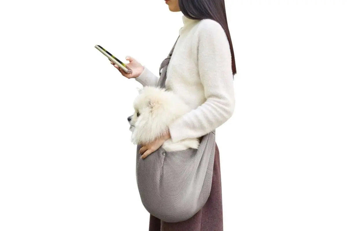 Breathable Dog Carrier Sling With Storage Pocket Pet Carrier Shoulder Pouch For Outdoor Travel -Gray Wholesale Hub