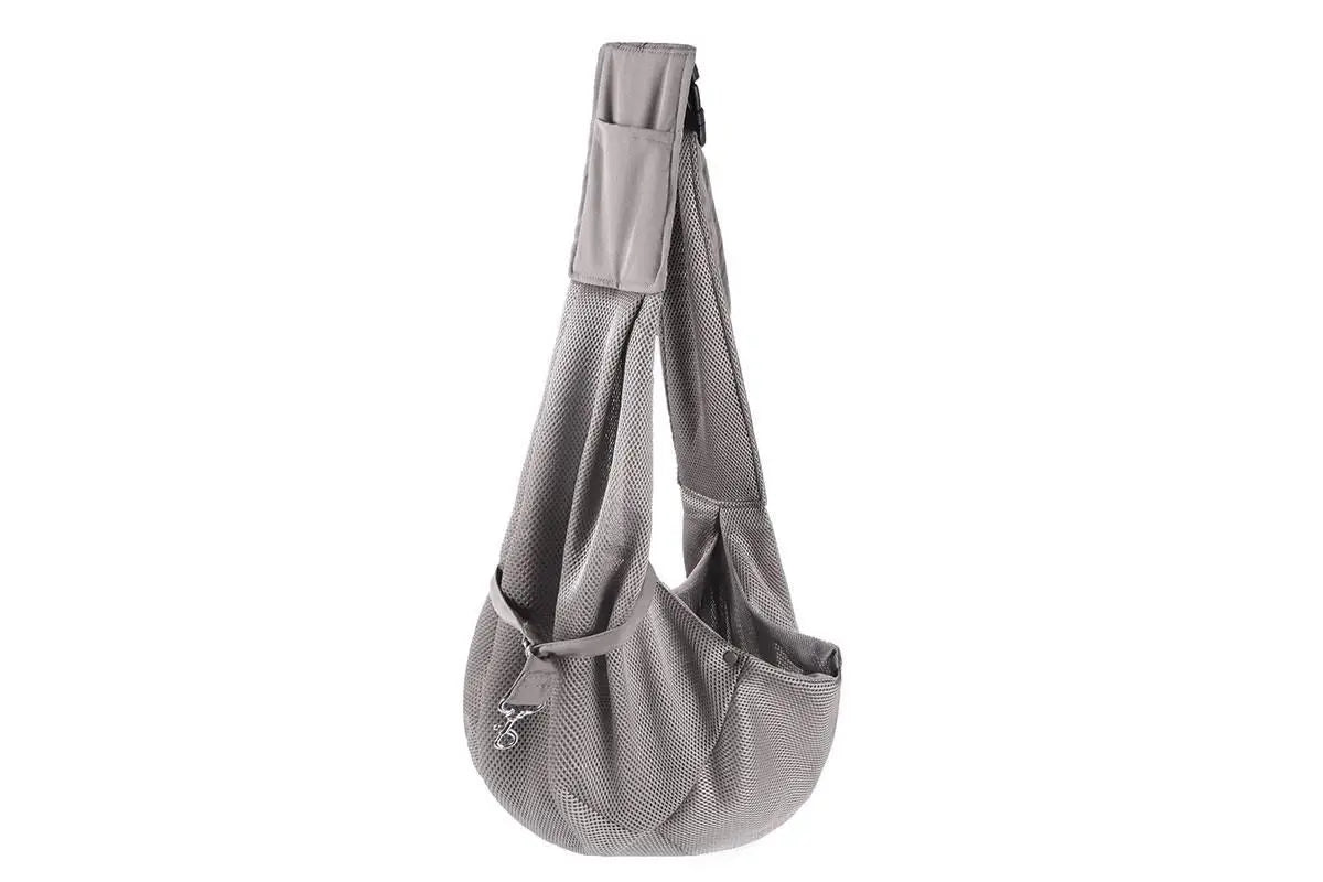 Breathable Dog Carrier Sling With Storage Pocket Pet Carrier Shoulder Pouch For Outdoor Travel -Gray Wholesale Hub
