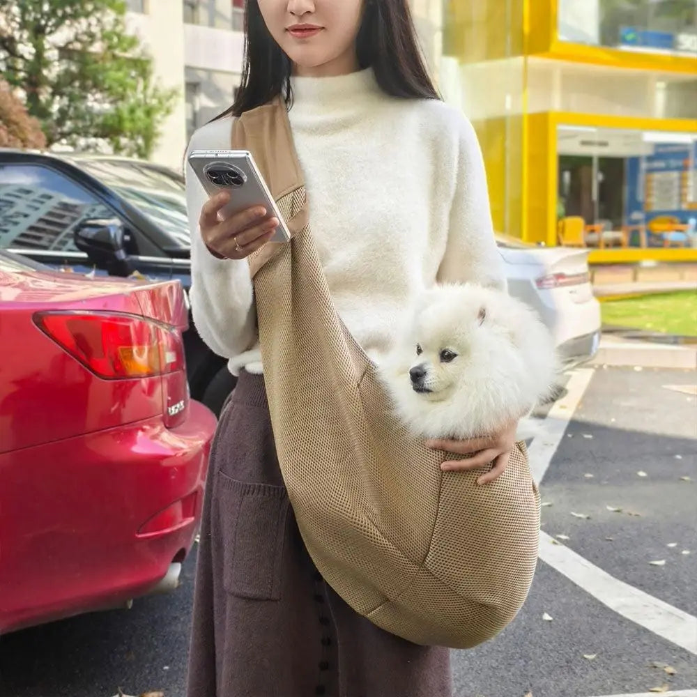 Adjustable Pet Dog Carrier Sling Bag Breathable Mesh Puppy Cat Carrier Khaki Wholesale Hub