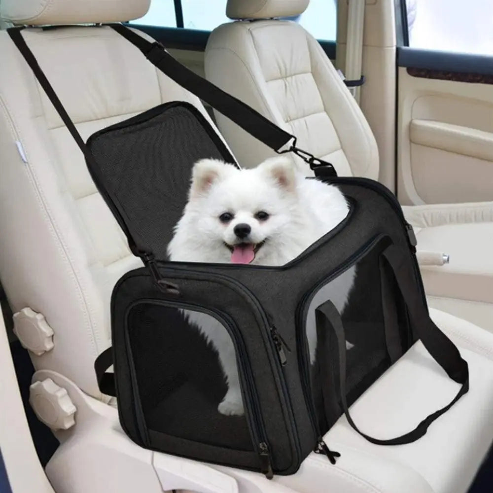 Foldable Travel Pet Carrier Bag Portable Cat Dog Kennel Bag Black - S Wholesale Hub