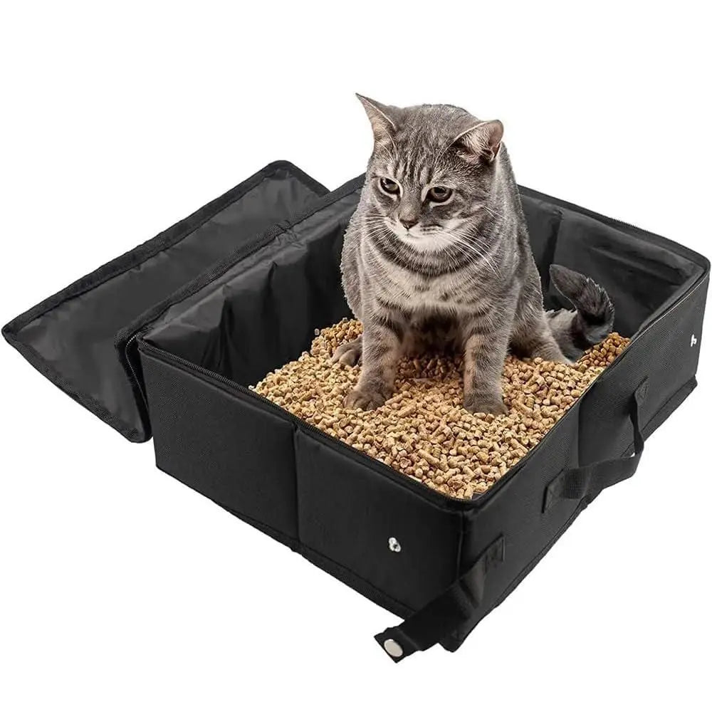 Portable Foldable Cat Travel Litter Box - Waterproof & Easy to Clean Black Wholesale Hub