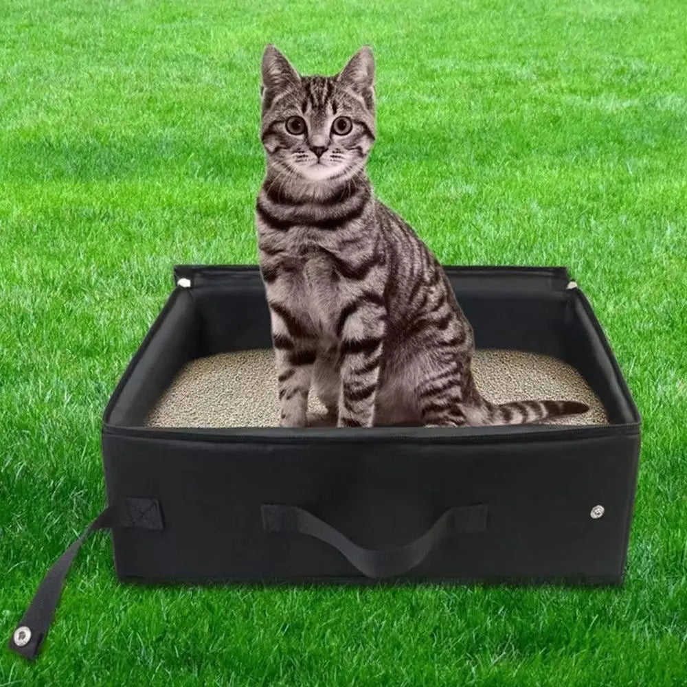 Portable Foldable Cat Travel Litter Box - Waterproof & Easy to Clean Black Wholesale Hub