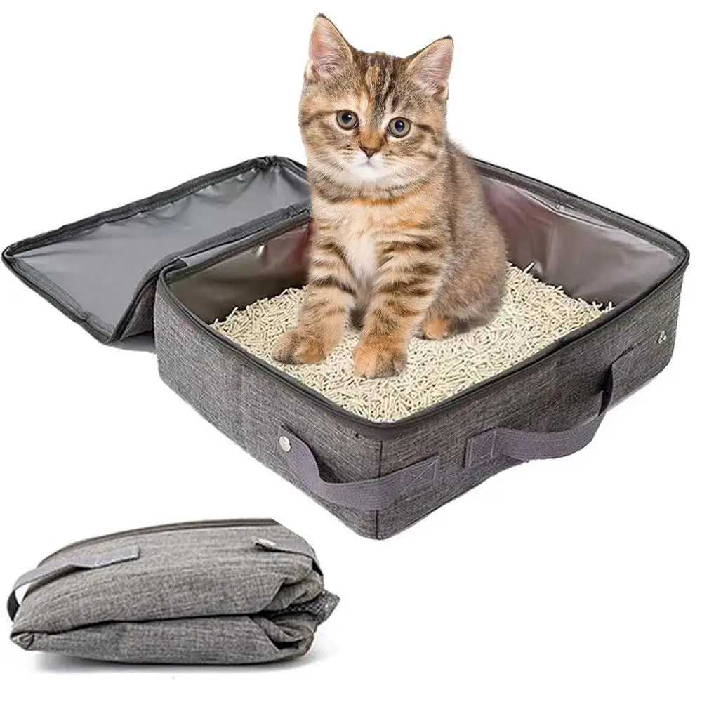 Portable Foldable Cat Travel Litter Box - Waterproof & Easy to Clean Black Wholesale Hub