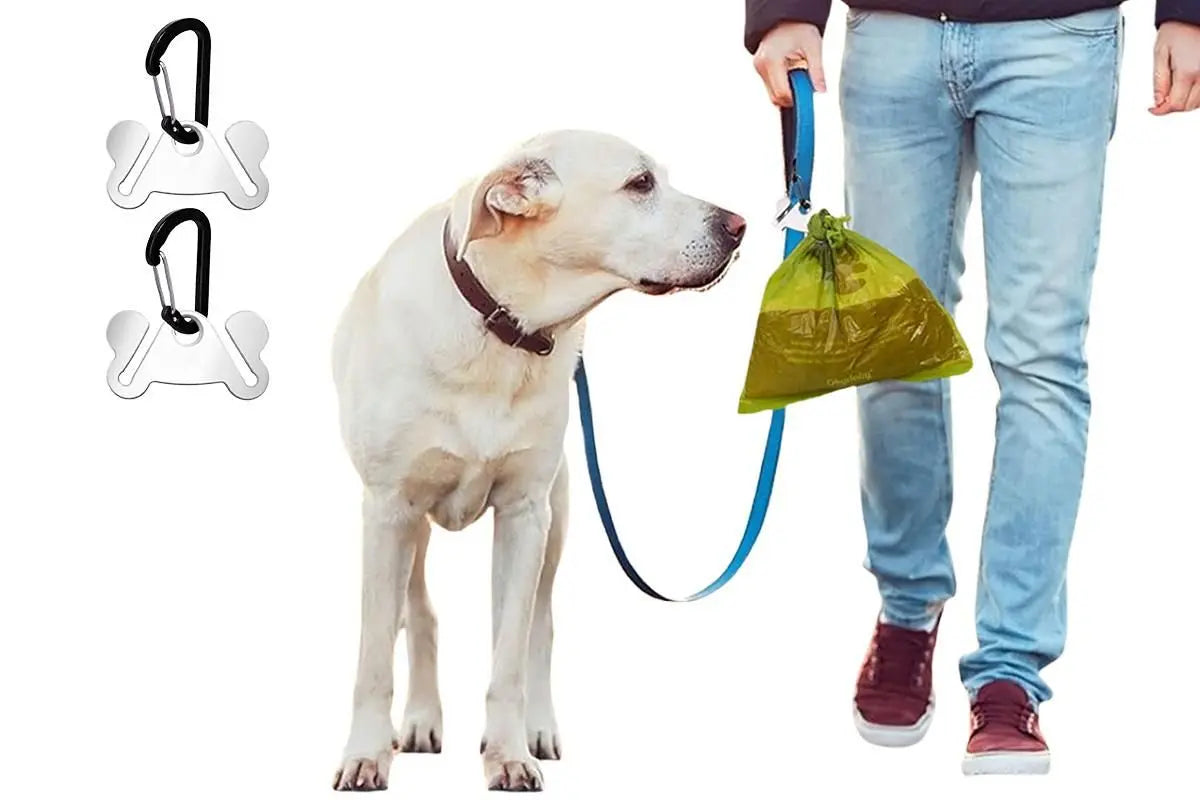 2PCS Metal Dog Poop Bag Holder Clips - Hands-Free Leash Attachment Wholesale Hub