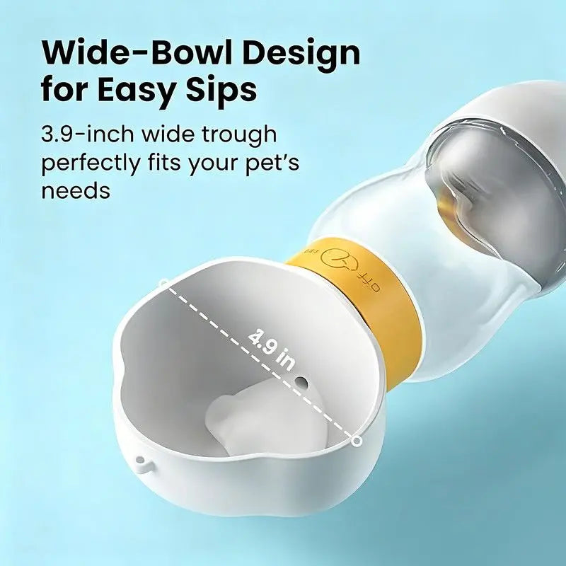 All-in-One Water and Food Pet Travel Cup 350ml Water + 200ml Food Storage Pet Outdoor Water Bottle - Yellow Wholesale Hub