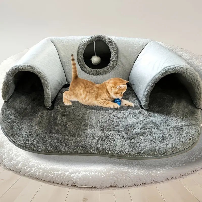 Warm Autumn/Winter Cat Tunnel Bed with Detachable Play-and-Sleep Cat Run – Size M Wholesale Hub