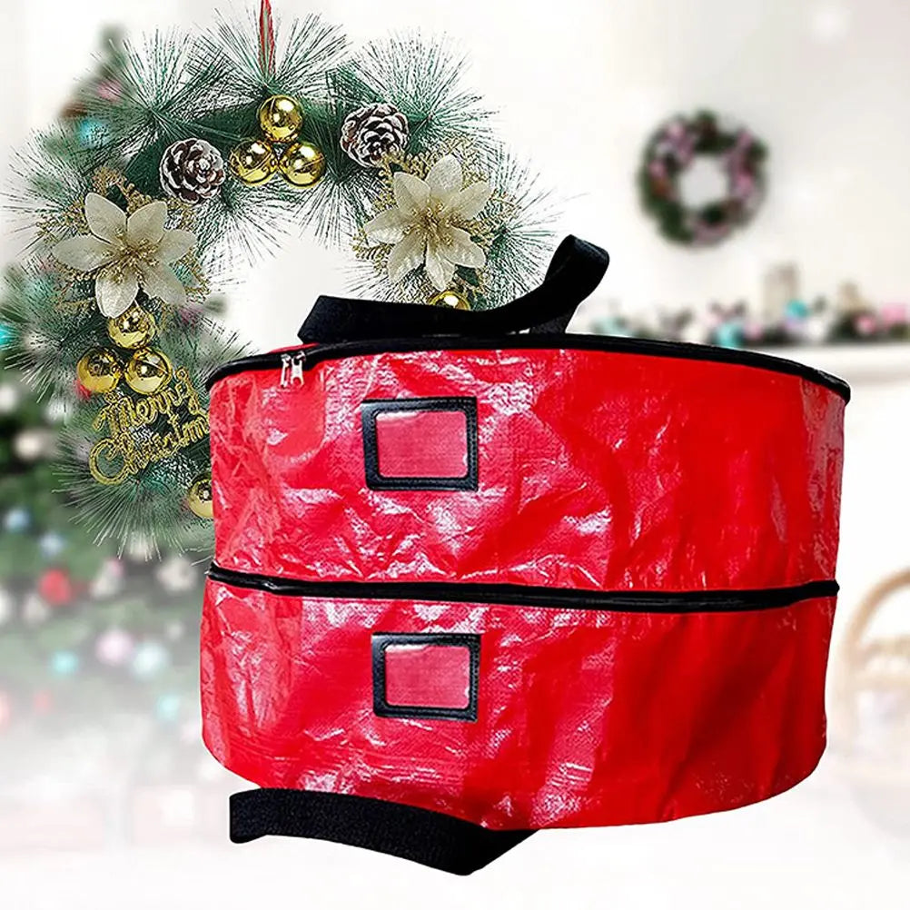 Double Layer Christmas Wreath Storage Bag Large Capacity Wreath Storage Container Wreath Storage Box with Dual Zippers and Handles Wholesale Hub