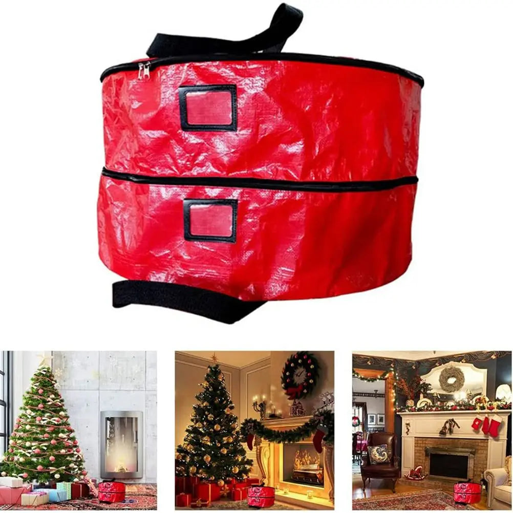 Double Layer Christmas Wreath Storage Bag Large Capacity Wreath Storage Container Wreath Storage Box with Dual Zippers and Handles Wholesale Hub