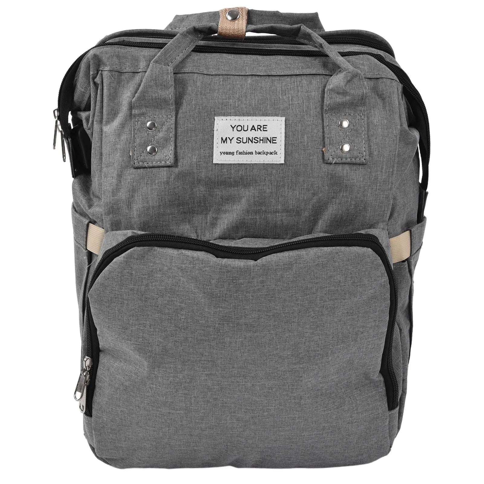 Backpack Multifunctional Foldable Large Capacity Baby Diaper Storage Bag for TravelLight Grey Wholesale Hub