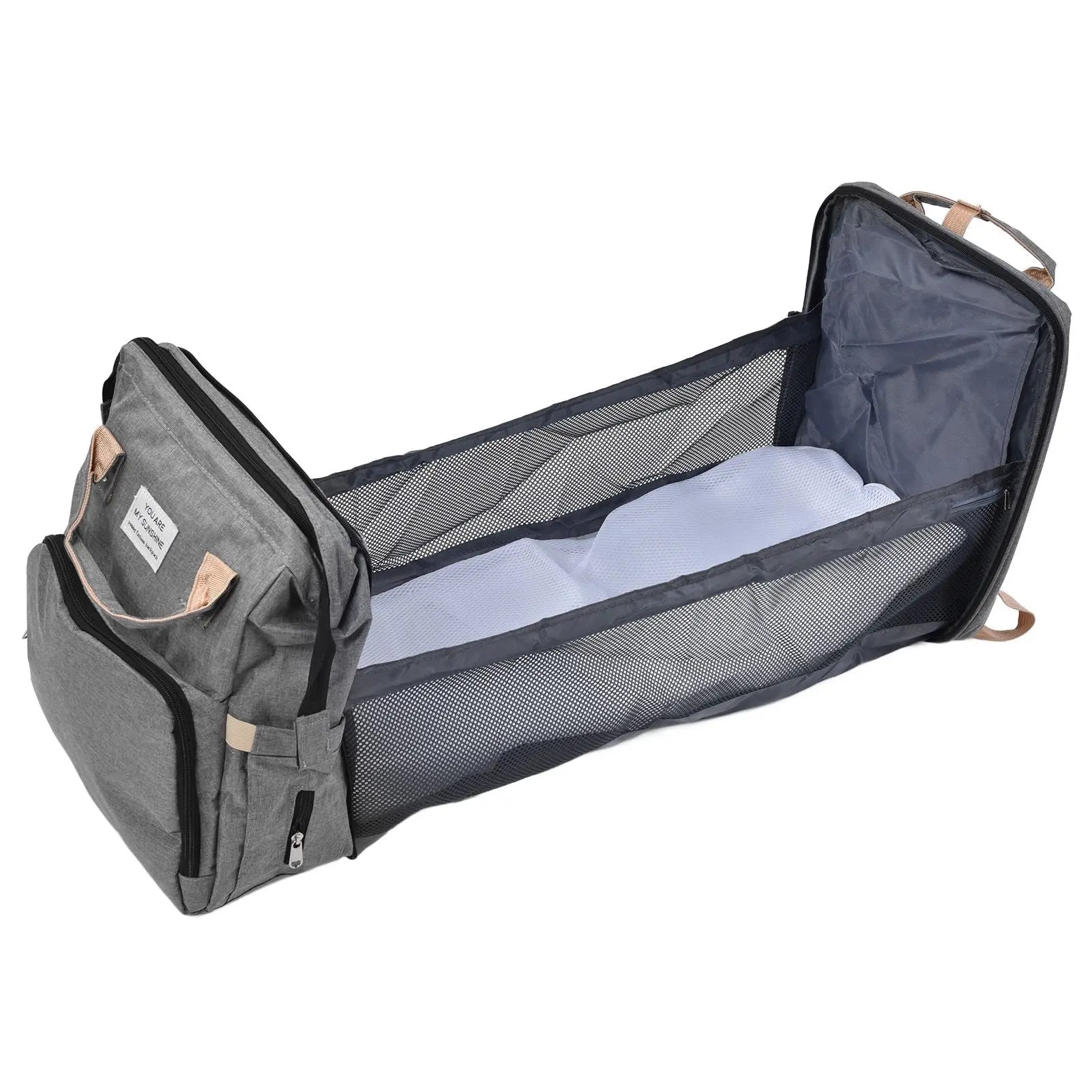 Backpack Multifunctional Foldable Large Capacity Baby Diaper Storage Bag for TravelLight Grey Wholesale Hub
