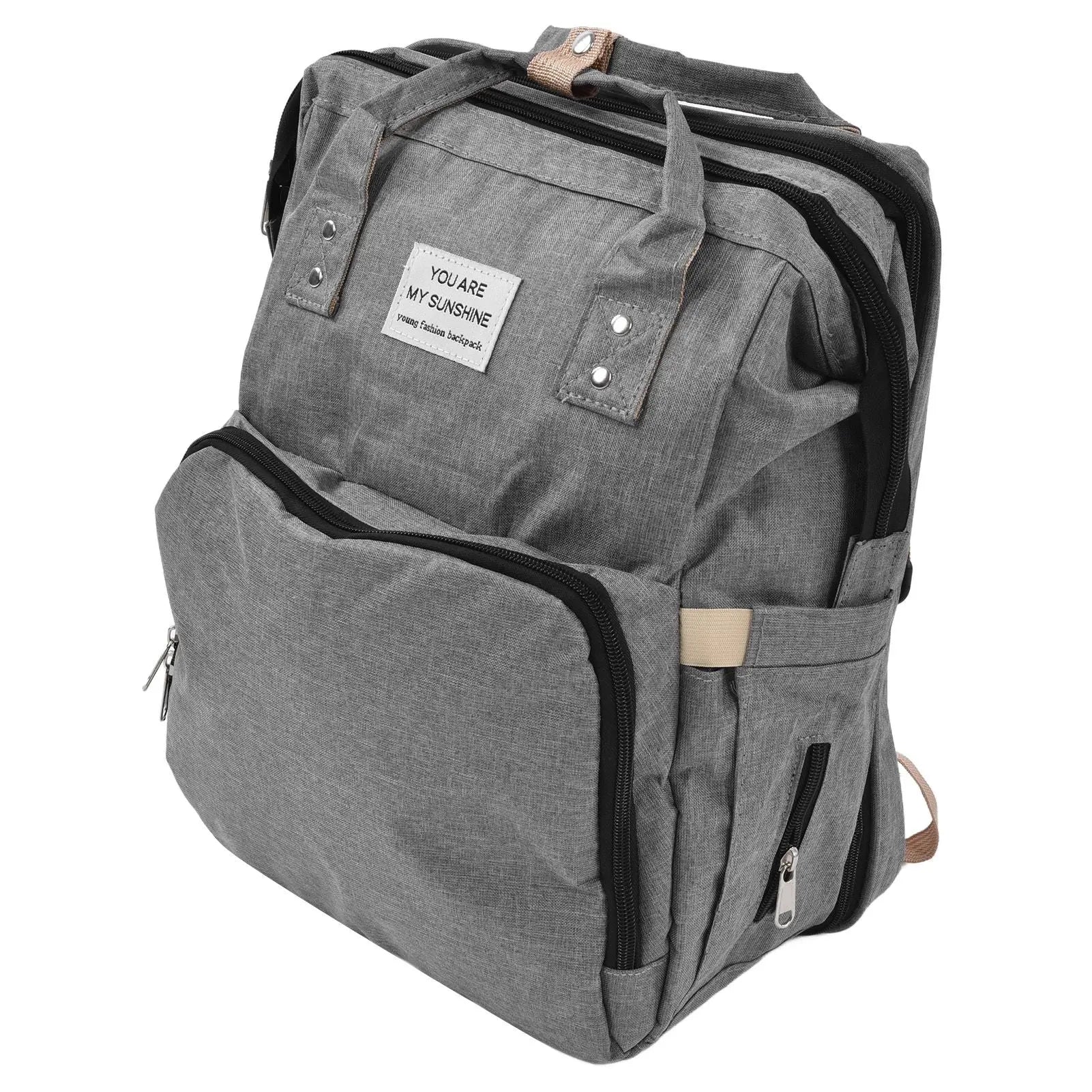 Backpack Multifunctional Foldable Large Capacity Baby Diaper Storage Bag for TravelLight Grey Wholesale Hub