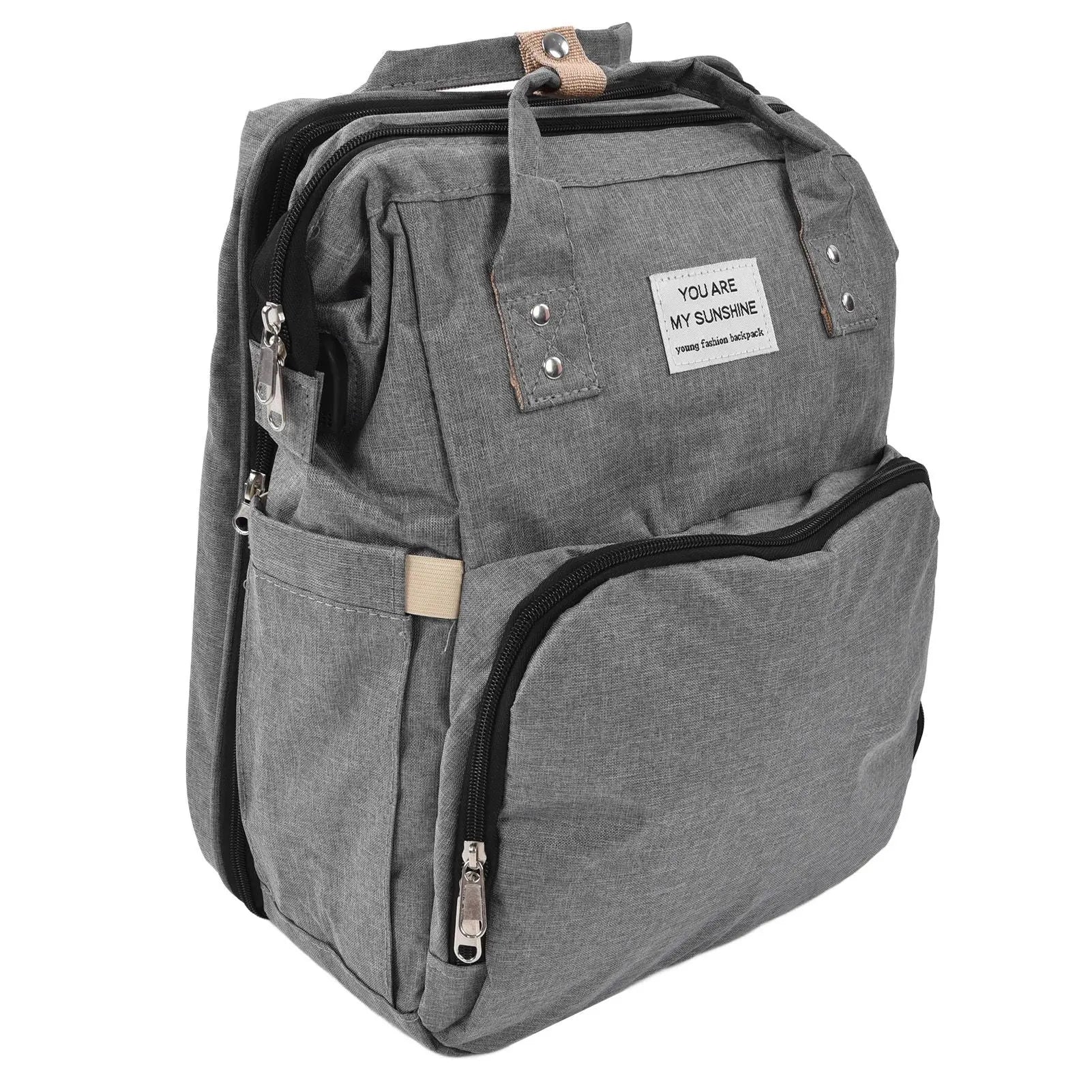 Backpack Multifunctional Foldable Large Capacity Baby Diaper Storage Bag for TravelLight Grey Wholesale Hub