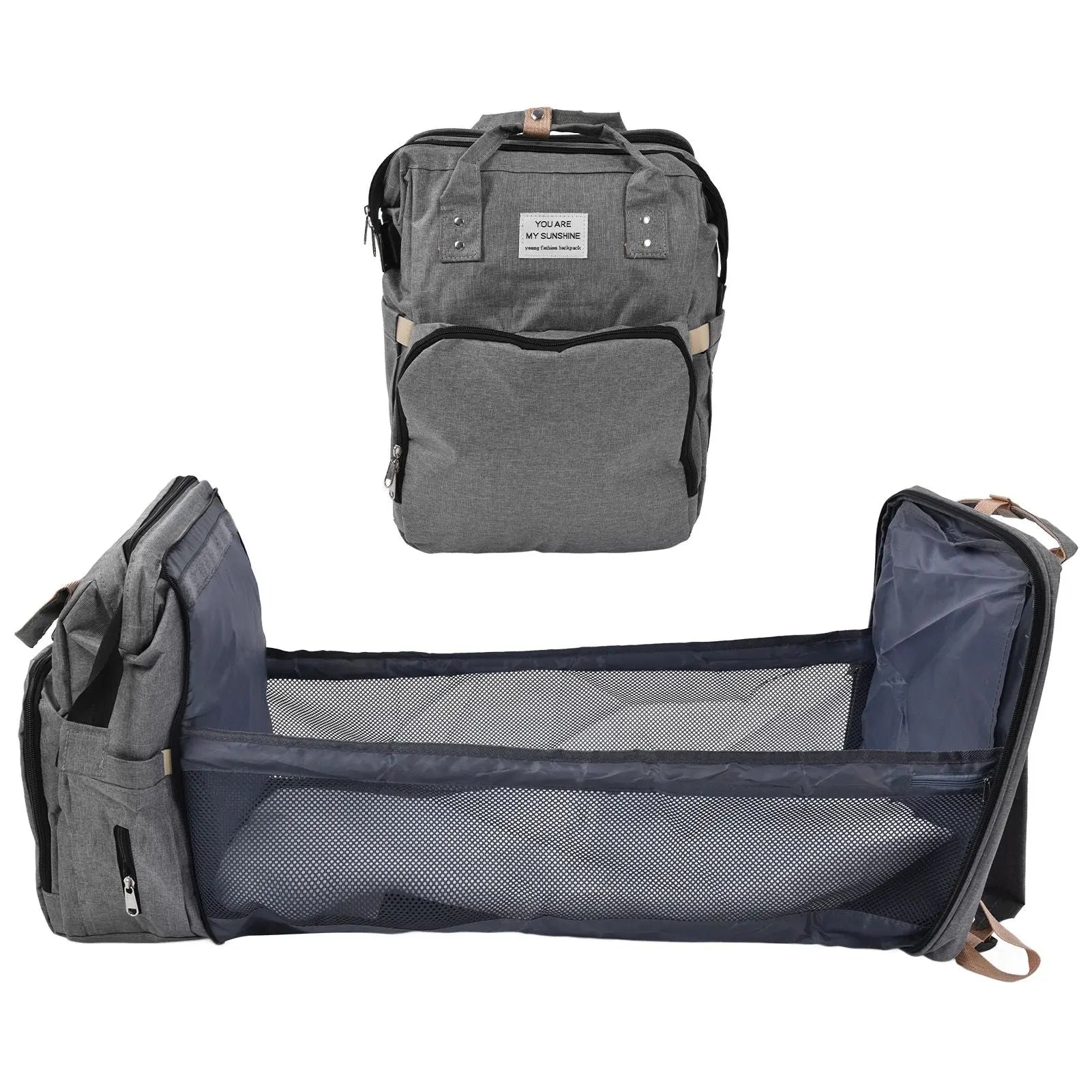 Backpack Multifunctional Foldable Large Capacity Baby Diaper Storage Bag for TravelLight Grey Wholesale Hub