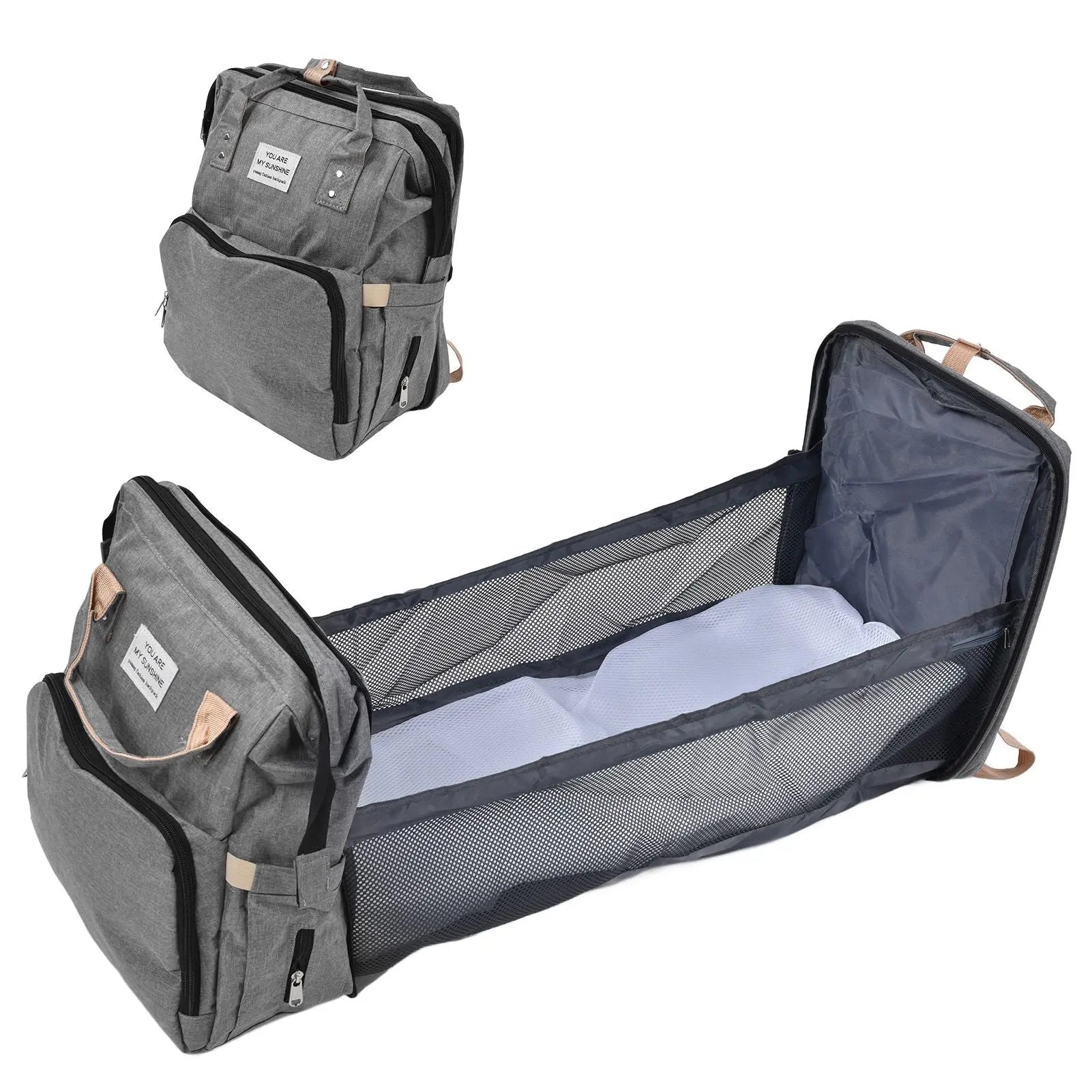 Backpack Multifunctional Foldable Large Capacity Baby Diaper Storage Bag for TravelLight Grey Wholesale Hub