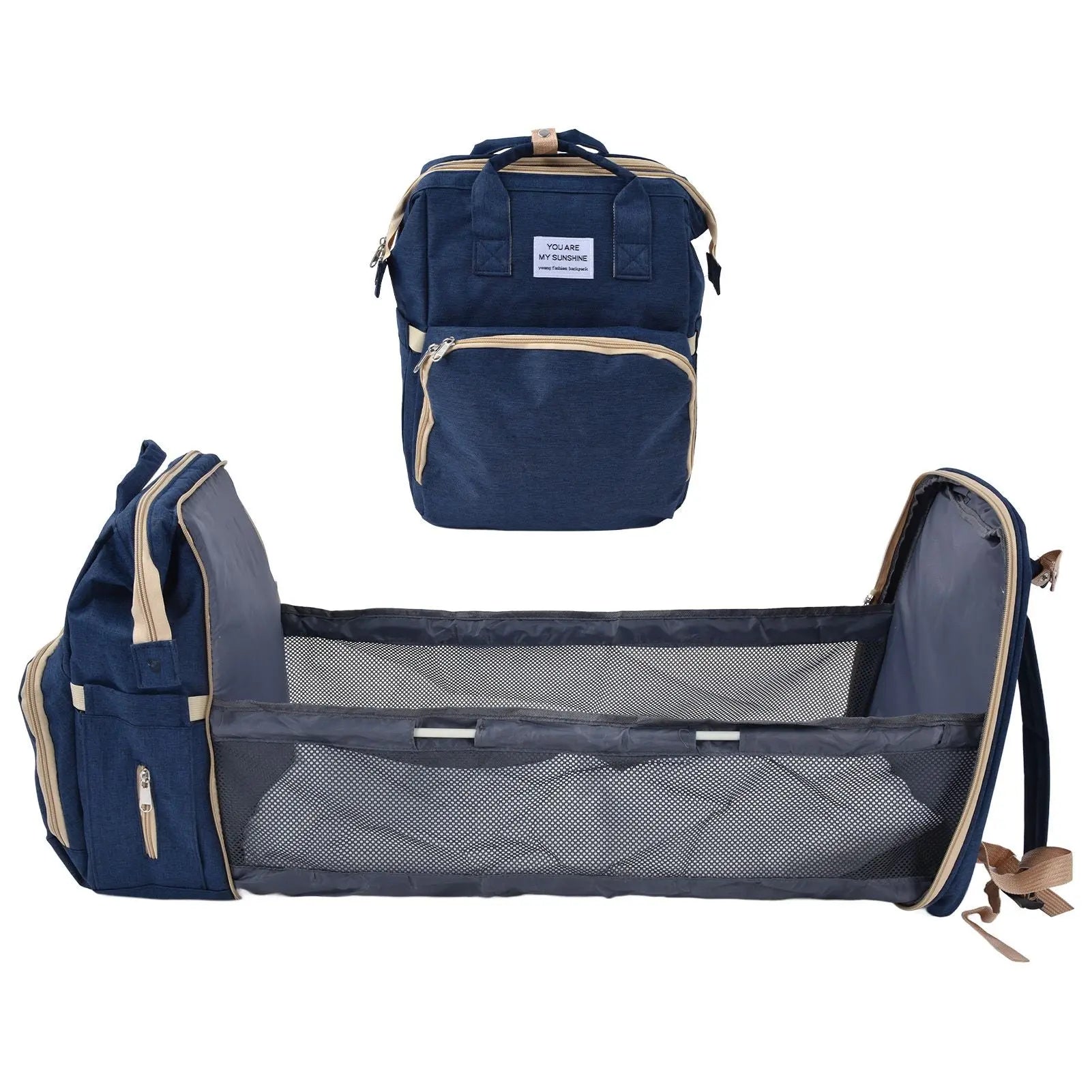Backpack Multifunctional Foldable Large Capacity Baby Diaper Storage Bag for TravelDark Blue Wholesale Hub