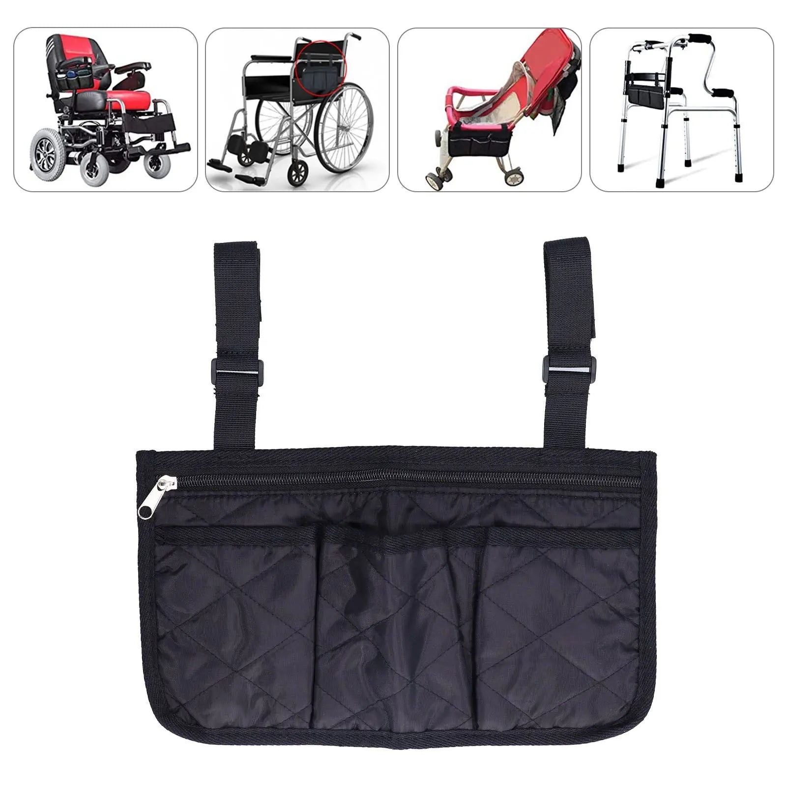 Wheelchair Side Bags Large Capacity Beautiful Practical Armrest Side Storage Bag for Mobile Scooters Strollers Wholesale Hub