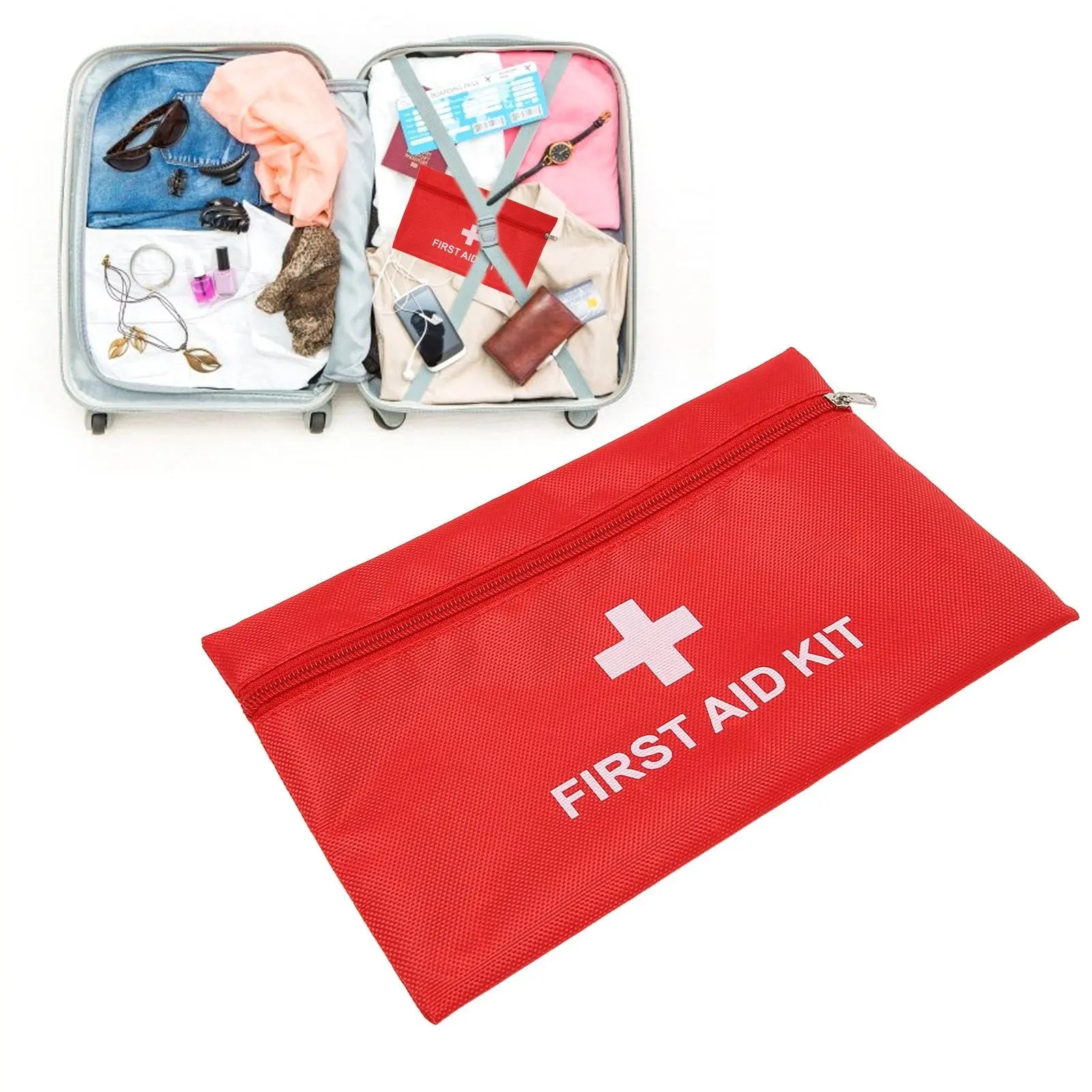 5Pcs/Set Potable Medicine Bag Empty Aid Case Rescue Pouch Waterproof Nylon Red for Home Outdoor Travel Large 25x16cm/9.84x6.3in Wholesale Hub