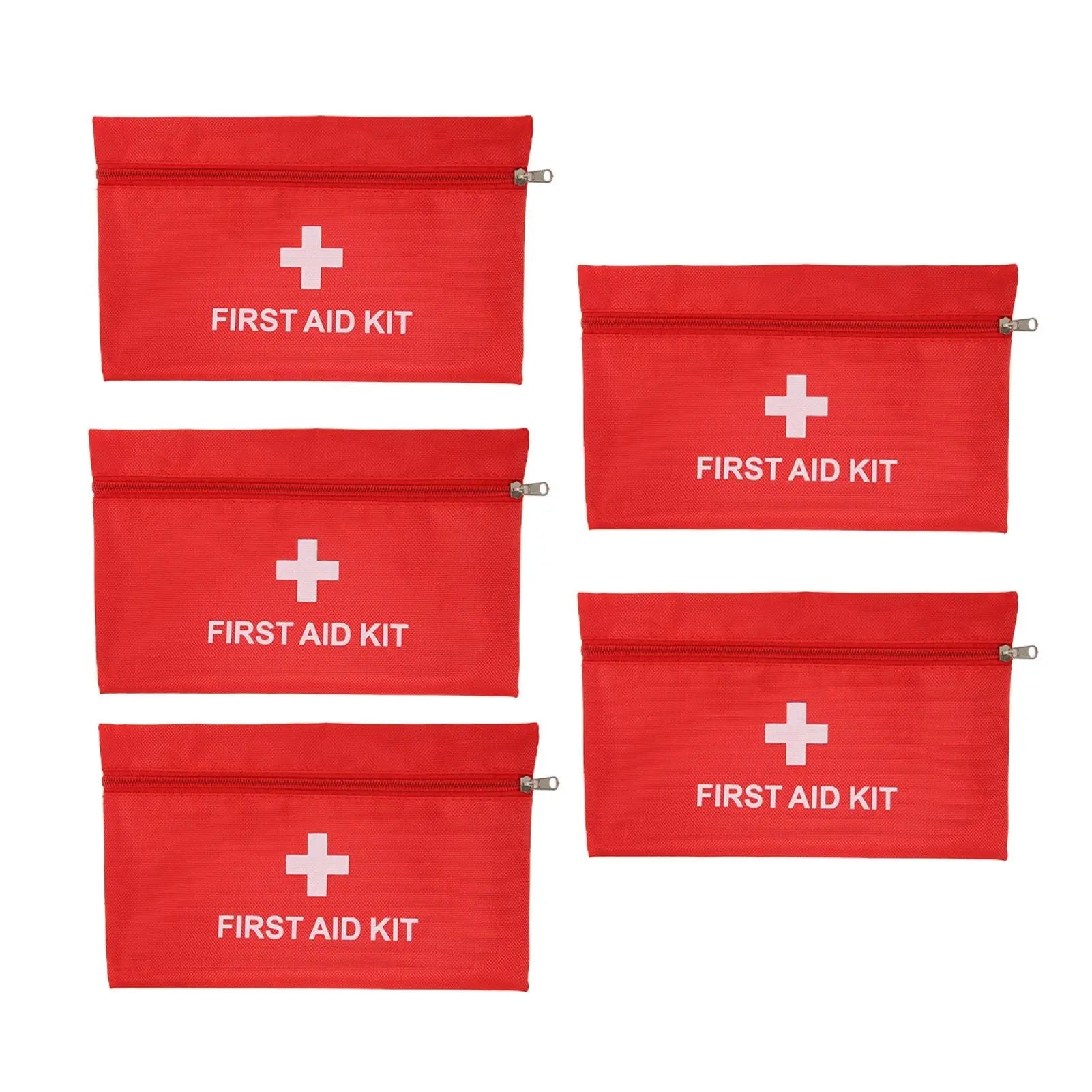 5Pcs/Set Potable Medicine Bag Empty Aid Case Rescue Pouch Waterproof Nylon Red for Home Outdoor Travel Small 20x14cm/7.87x5.51in Wholesale Hub