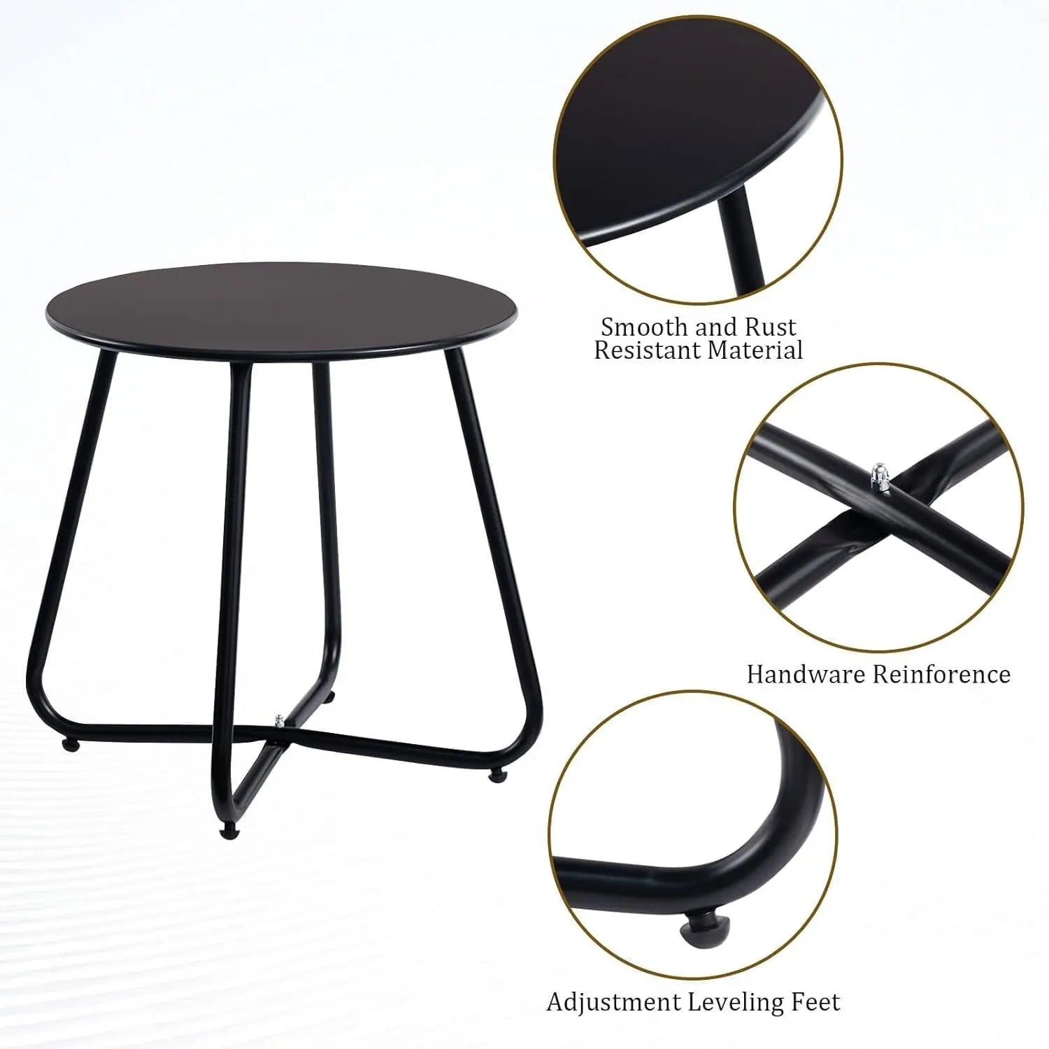 Outdoor Metal Side Table – Rust-Resistant Patio Small Round End Table, Accent Coffee Table for Balcony, Garden, Porch, Living Room & Bedroom – Lightweight Portable Plant Stand, Black Wholesale Hub