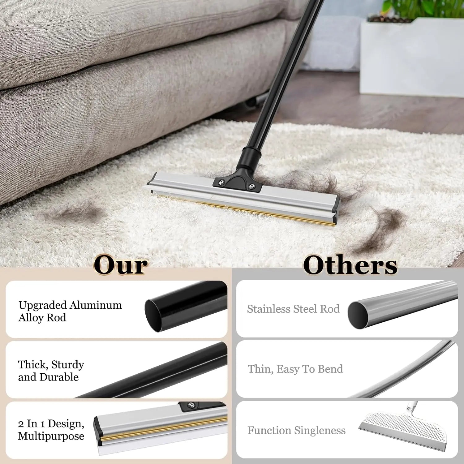 CARLA HOME Pet Hair Remover Broom with Long Handle, Reusable Fur & Lint Remover for Dog & Cat Hair Wholesale Hub