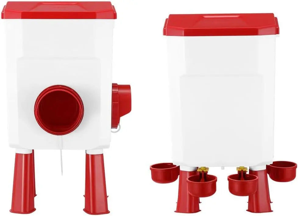 CARLA HOME Automatic Chicken Feeder Waterer Set with 8KG Food 7L Water Capacity for Coop, Chickens, Ducks, Quails (Red) Wholesale Hub