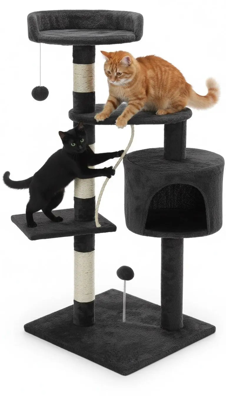 CARLA HOME 140cm Cat Tree for Indoor Cats with Plush Perch, Sisal Scratching Posts & Condo for Kittens & Adult Cats (Dark Grey) Wholesale Hub