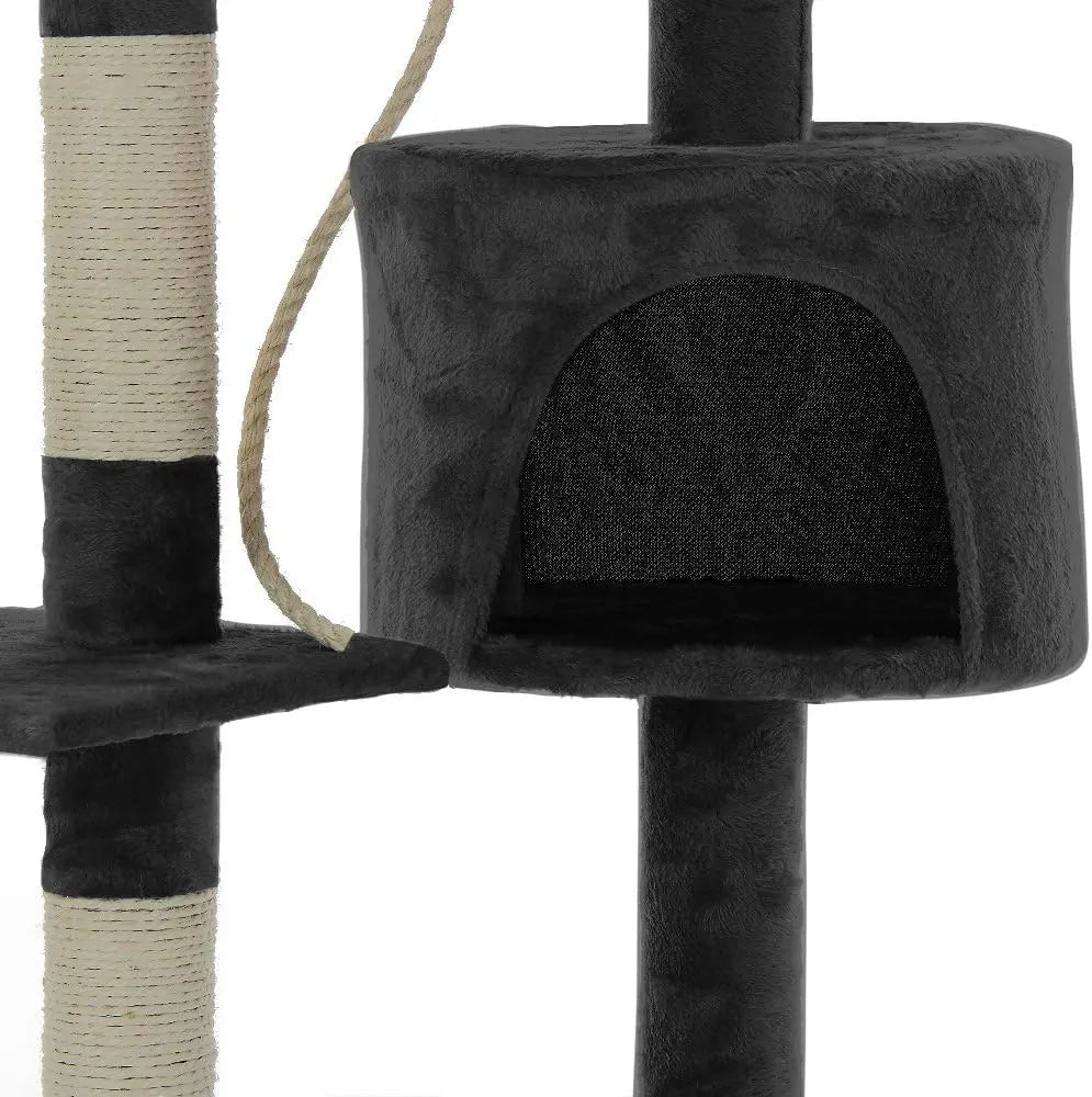 CARLA HOME 140cm Cat Tree for Indoor Cats with Plush Perch, Sisal Scratching Posts & Condo for Kittens & Adult Cats (Dark Grey) Wholesale Hub