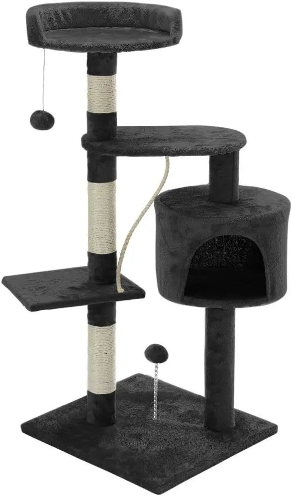 CARLA HOME 140cm Cat Tree for Indoor Cats with Plush Perch, Sisal Scratching Posts & Condo for Kittens & Adult Cats (Dark Grey) Wholesale Hub