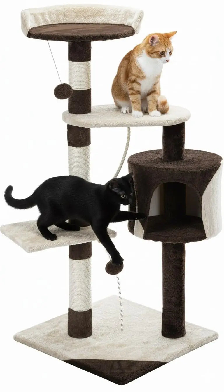 CARLA HOME 140cm Cat Tree for Indoor Cats with Plush Perch, Sisal Scratching Posts & Condo for Kittens & Adult Cats (Beige) Wholesale Hub