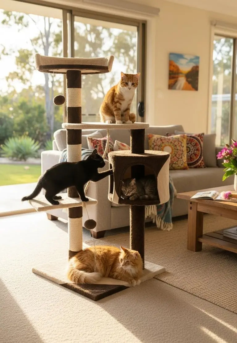 CARLA HOME 140cm Cat Tree for Indoor Cats with Plush Perch, Sisal Scratching Posts & Condo for Kittens & Adult Cats (Beige) Wholesale Hub
