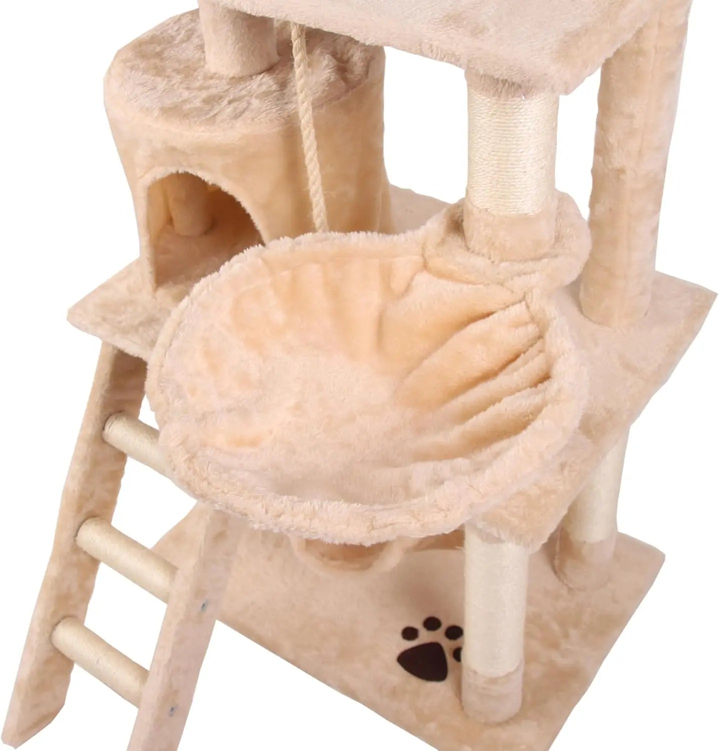 CARLA HOME 141cm Cat Tree Tower for Indoor Cats with Plush Perch, Ladder, Sisal Scratching Posts, Hammock & Condo for Kittens & Adult Cats (Beige) Wholesale Hub