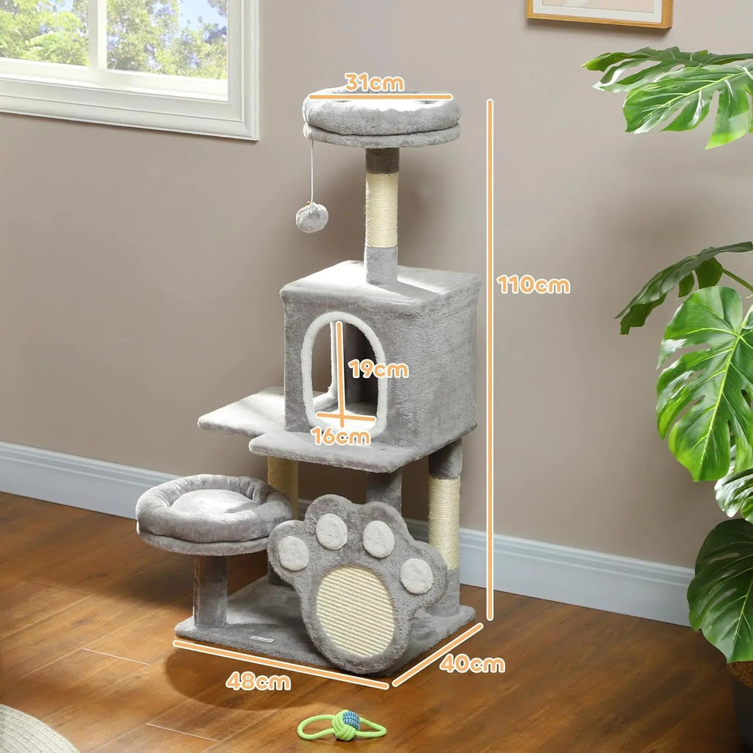 CARLA HOME Large Cat Tree Tower for Indoor Cats with Plush Perch, Cat Condo, Natural Sisal Scratching Posts, Hanging Ball & Paw Scratcher Wholesale Hub