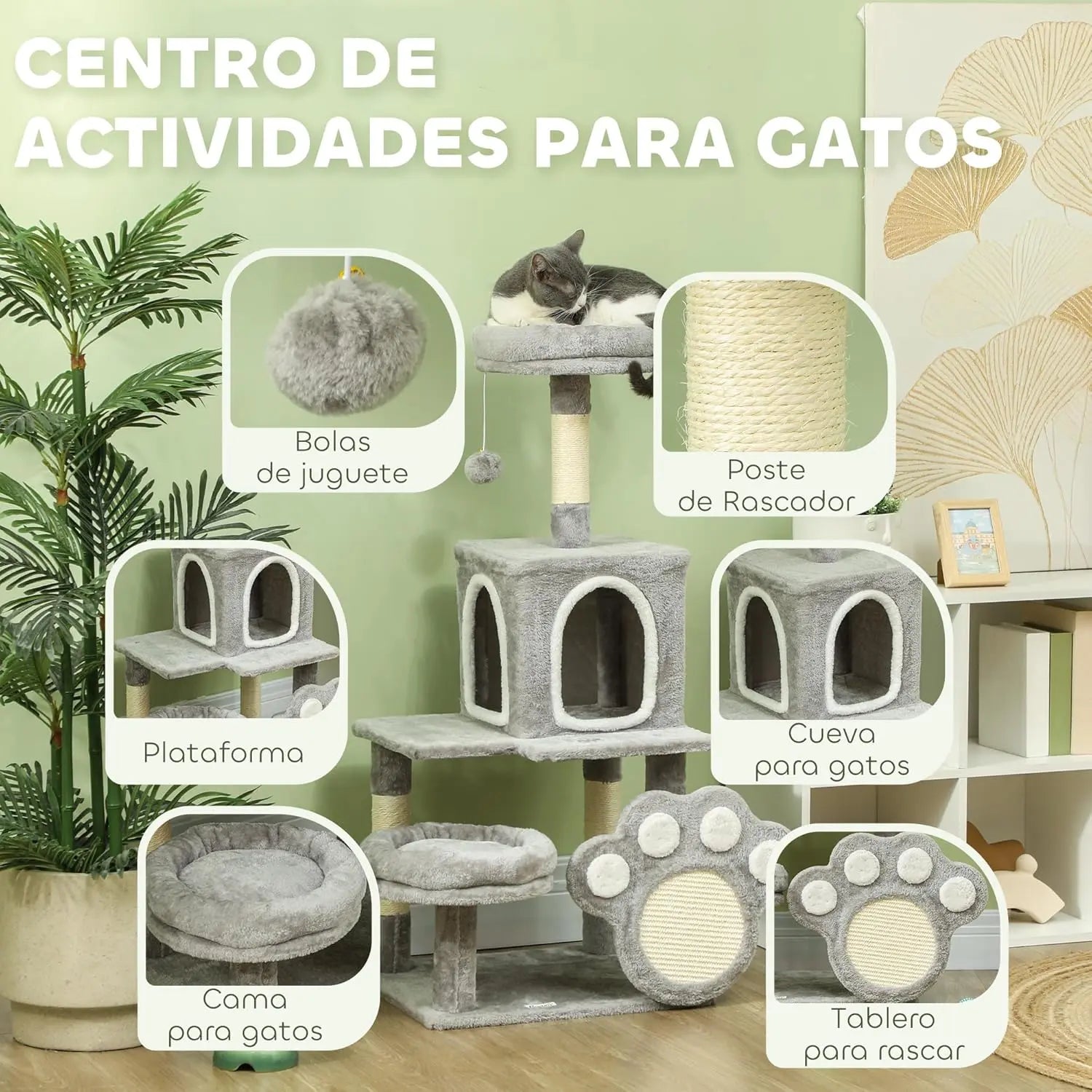 CARLA HOME Large Cat Tree Tower for Indoor Cats with Plush Perch, Cat Condo, Natural Sisal Scratching Posts, Hanging Ball & Paw Scratcher Wholesale Hub