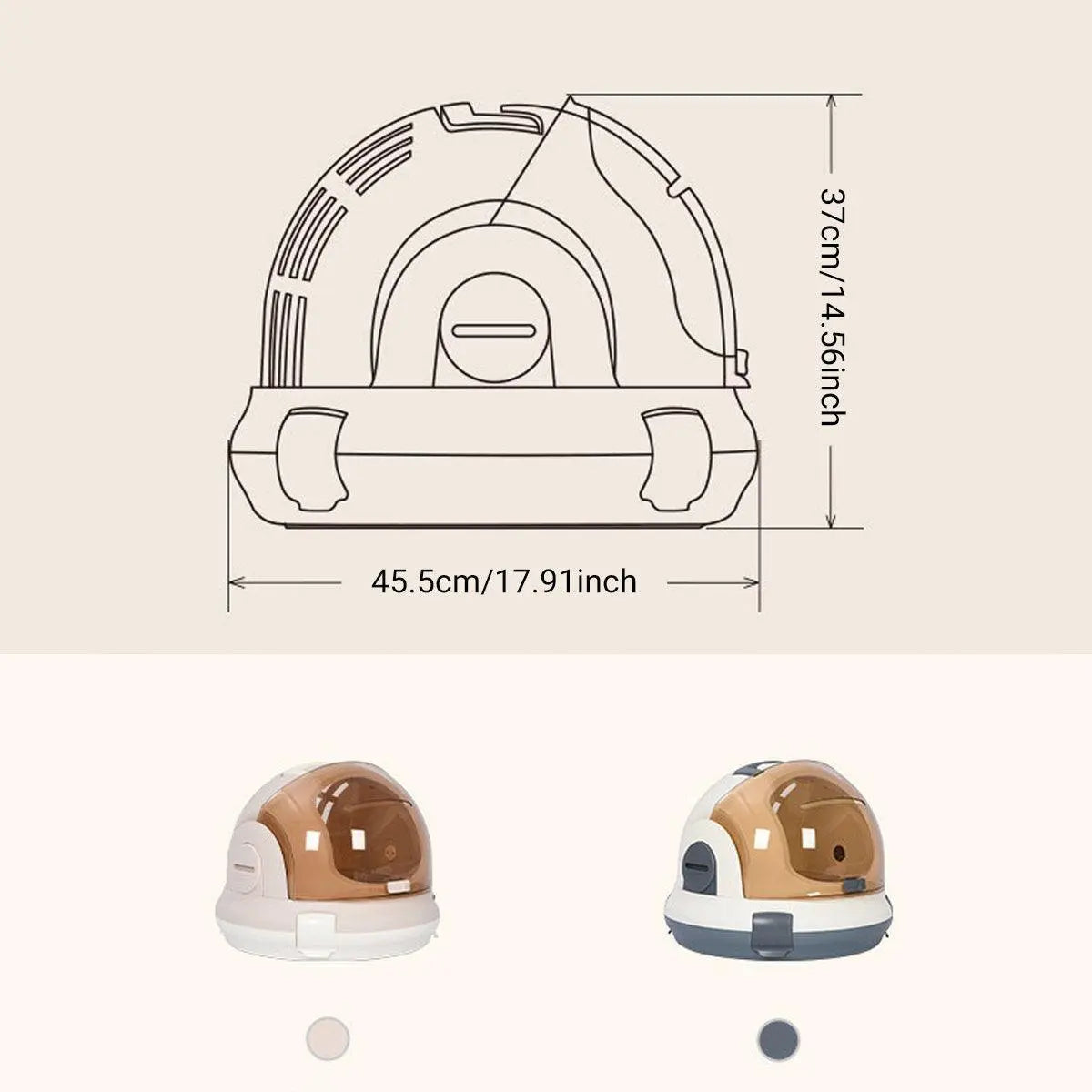 Portable Cat Carrier Space Capsule Large Capacity Aviation Travel Kitty Basket - Champagne Wholesale Hub
