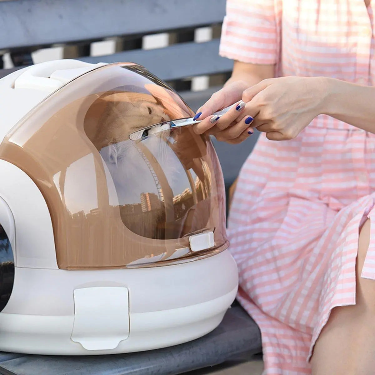 Portable Cat Carrier Space Capsule Large Capacity Aviation Travel Kitty Basket - Grey Wholesale Hub