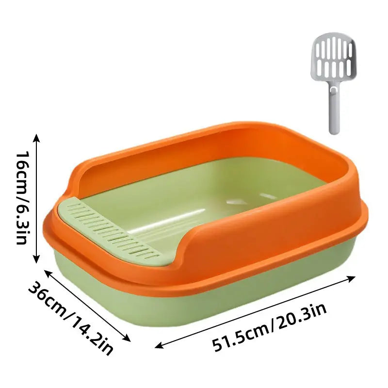 12L Semi Enclosed Large Cat Litter Box with Delivery Shovel Easy Clean Toilet - Green-Orange Wholesale Hub