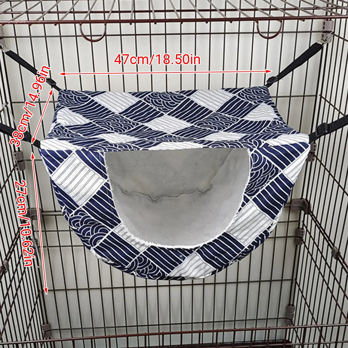 Cat Hammock Hanging Bed Cage Nest Soft Pet House Basket Cat Sleeping Supplies - Sea Blue Checkered Wholesale Hub