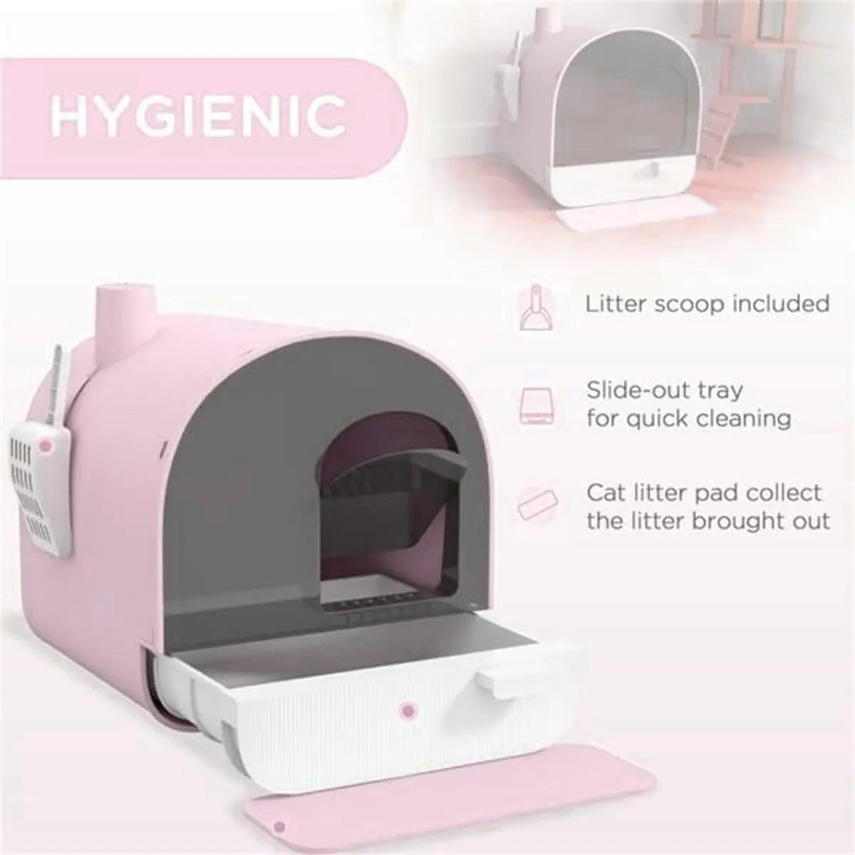 Fully Enclosed Cat Litter Pan Large Litter Box with Drawer Cat Toilet Tray - Green Wholesale Hub