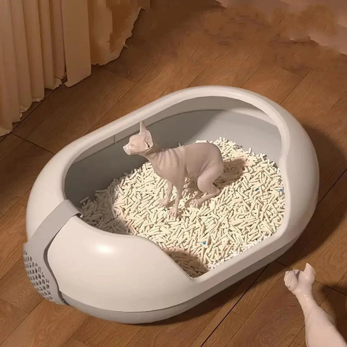 Large Semi Closed Cat Litter Box Covered Litter Pan for Cats Easy Clean Design - Green Wholesale Hub