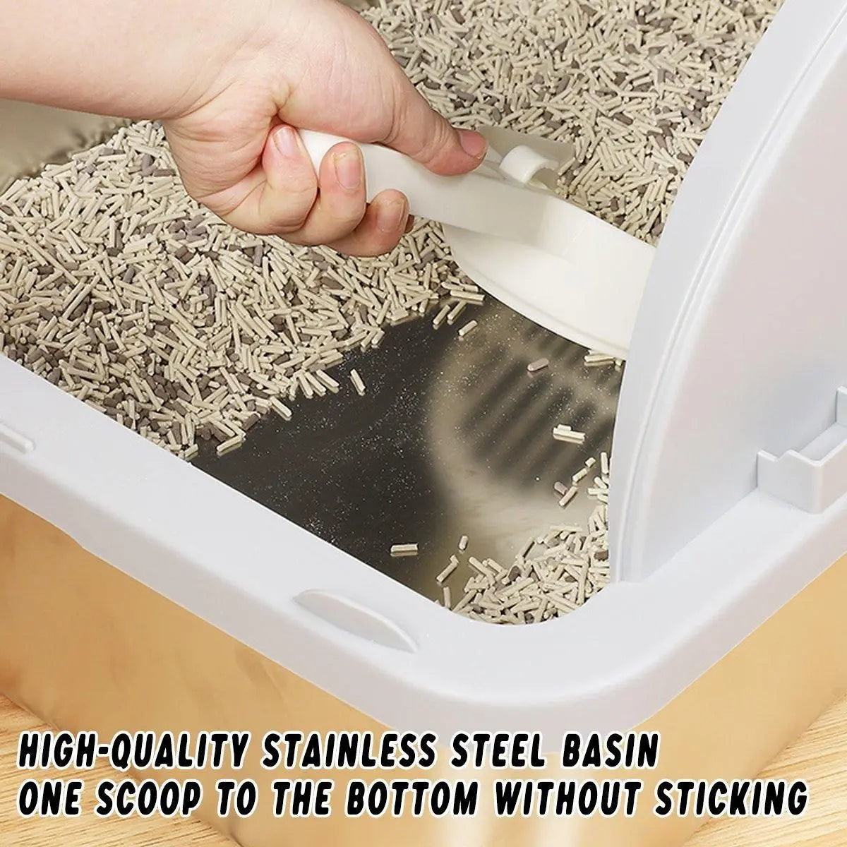 Durable Stainless Steel Cat Litter Box Pan Pet Toilet Odor Control Tray Large - Grey Wholesale Hub