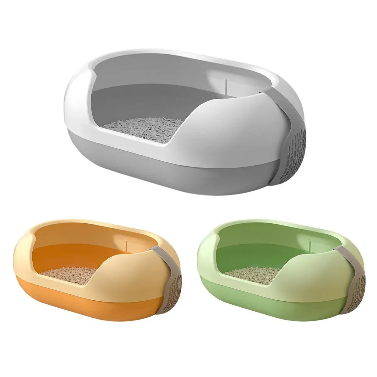 Large Semi Closed Cat Litter Box Covered Litter Pan for Cats Easy Clean Design - Orange Wholesale Hub
