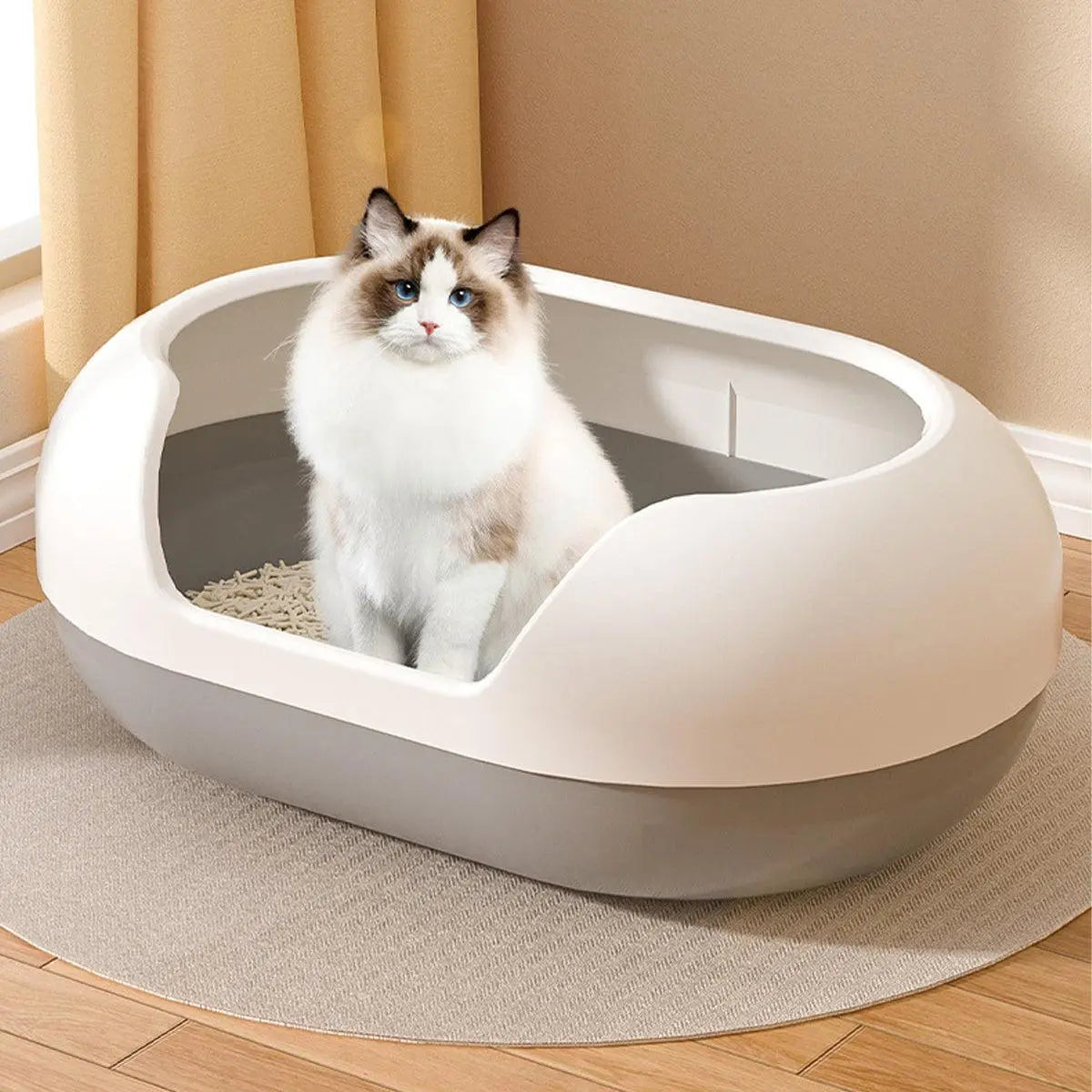 Large Semi Closed Cat Litter Box Covered Litter Pan for Cats Easy Clean Design - Orange Wholesale Hub